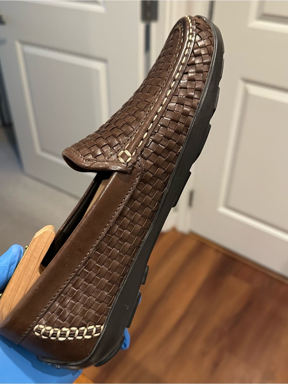 Tommy Bahama Men's Brown Woven Leather Slip-On Loafers - Picture 11 of 15